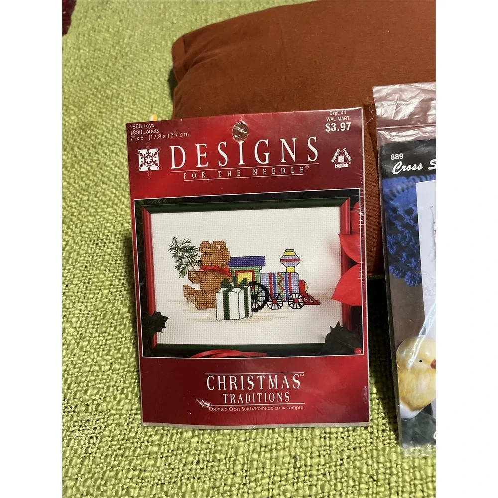 Counted‎ cross stitch kits , lot of 3, Spring, Christmas , Pansy , Floral
